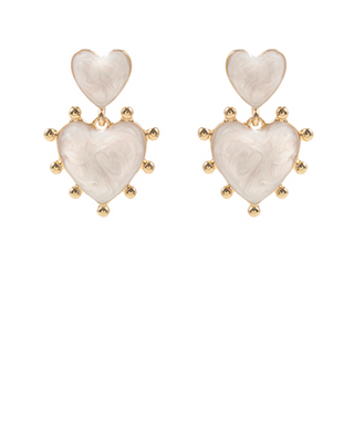 Double Heart Drop Earrings