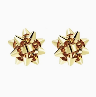 Gold Christmas Present Bow Studs