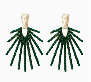 Olive Sunburst Statement Drop Earrings