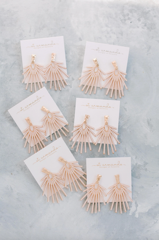 Pearl Sunburst Statement Drop Earrings