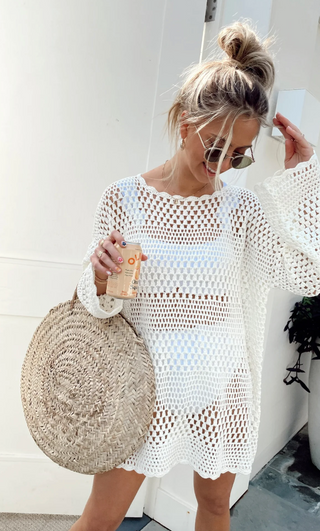 Paula Pullover - White Crochet