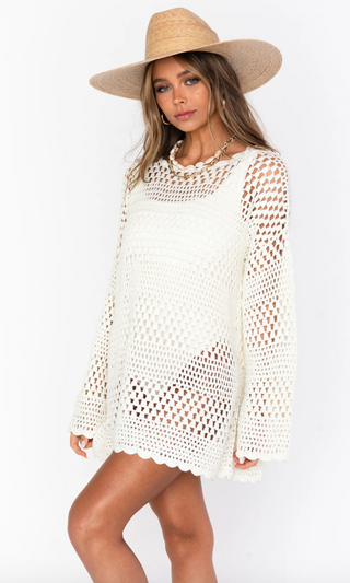 Paula Pullover - White Crochet