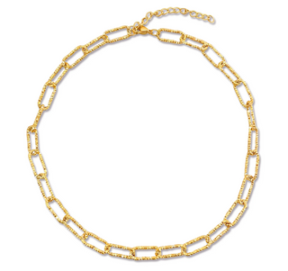 Fabiola Textured Paper Clip Chain Necklace - Gold