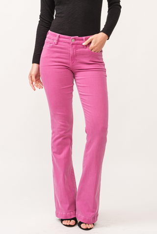 Rosa Mid-Rise Flare Denim - Pink