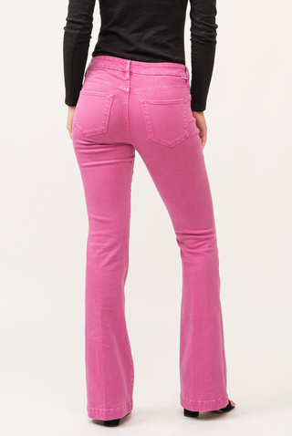 Rosa Mid-Rise Flare Denim - Pink