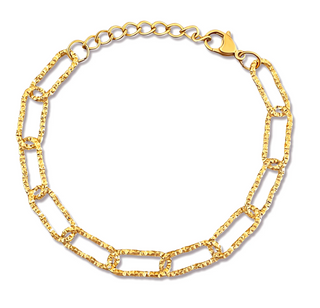 Fabiola Textured Paper Clip Chain Bracelet - Gold