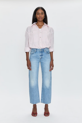 Lexi Mid Rise Bowed Straight Jean - Athens