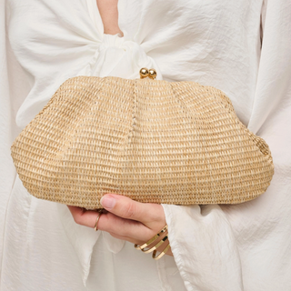 Triana Straw Frame Clutch - Natural