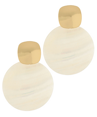 Round Shell Drop Earrings