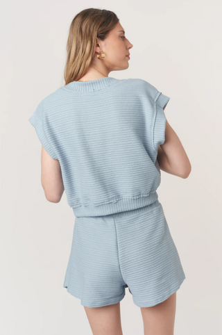 End Game Textured V-Neck Tee - Blue Sky