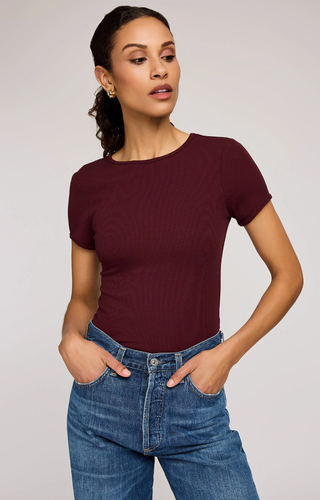 Shania Ribbed T-Shirt - Merlot