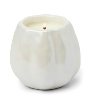 9 oz White Metallic Pumpkin Candle - Flaming Pumpkin