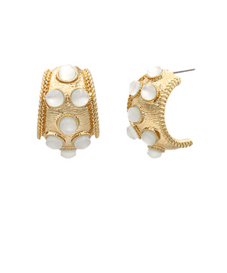 Antique Bold Hoops - White
