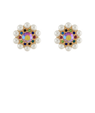 Multi Pearl Flower Earrings