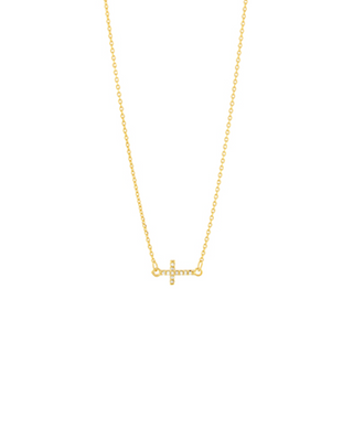 Pave Sideways Cross Necklace