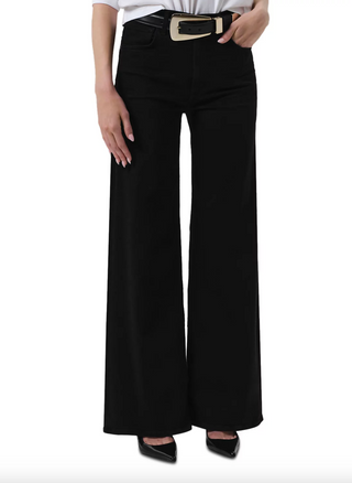 Lyra High Rise Wide Leg Denim in Plush Black