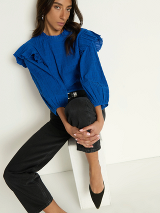 Aria Ruffle Top - Sapphire