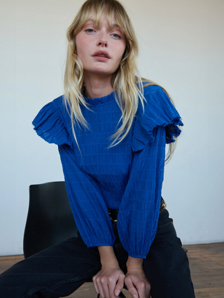 Aria Ruffle Top - Sapphire