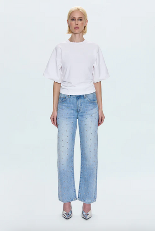 Lexi Mid Rise Bowed Straight Jean - Aries