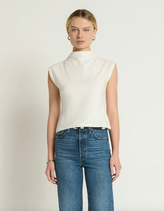 Lulu Mock Neck Top - Porcelain