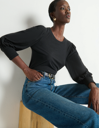 Loren Peasant Tee - Jet Black