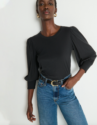 Loren Peasant Tee - Jet Black