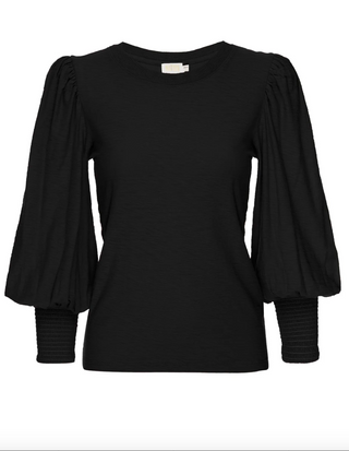 Loren Peasant Tee - Jet Black