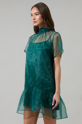 Berny Organza Mock Neck Dress