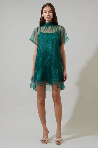 Berny Organza Mock Neck Dress