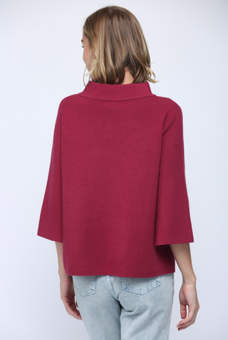 Mock Neck Pullover Sweater - Crushed Berry
