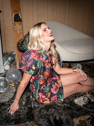 Hampton Mini Dress - Midnight Garden