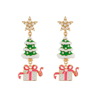 Christmas Tree Gift Drop Earrings