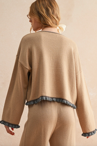 Contrast Ruffle Hem Sweater