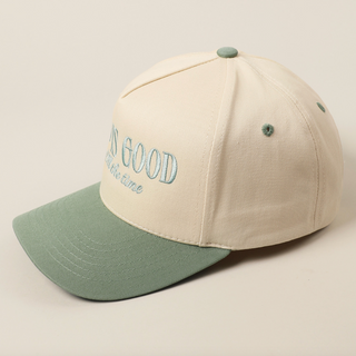 God Is Good Trucker Hat - Sage