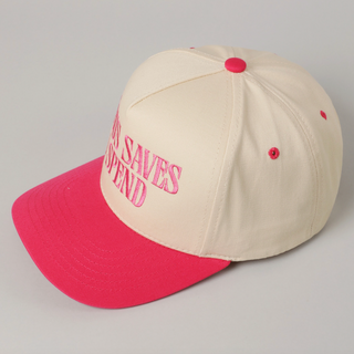 Jesus Saves I Spend Trucker Hat - Hot Pink