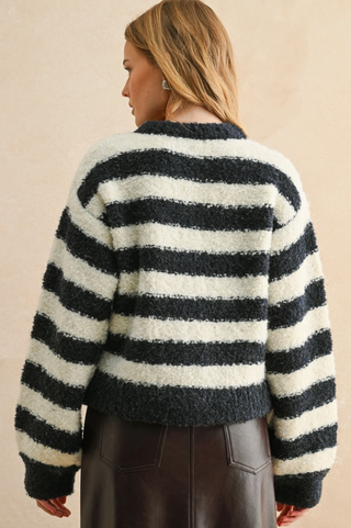 Boucle Striped Sweater Cardigan