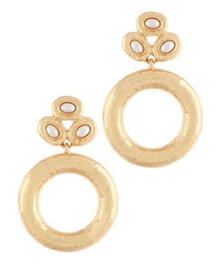 Hammered Ring Pearl Earrings