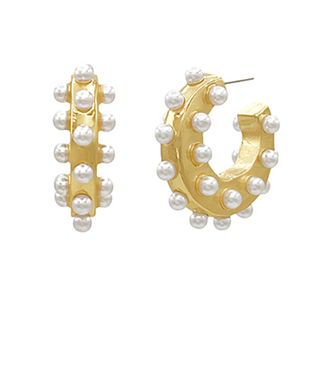 Pearl Studded Chunky Hoops
