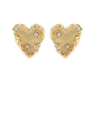 Gold Textured Heart Earrings