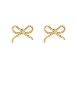 Gold Rope Style Bow Earrings