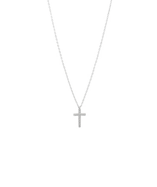 Silver Pave Cross Pendant Necklace