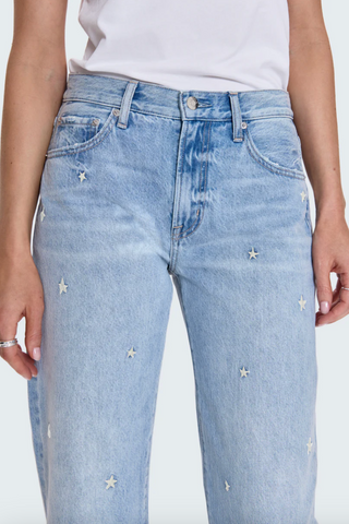 Lexi Mid-Rise Bowed Straight Denim - Stellar