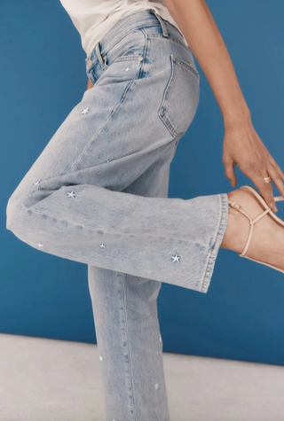 Lexi Mid-Rise Bowed Straight Denim - Stellar