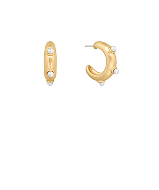 Gold Pearl Open Hoops