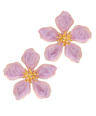 lavender flower earrings Pearlized Flower Statement Earrings