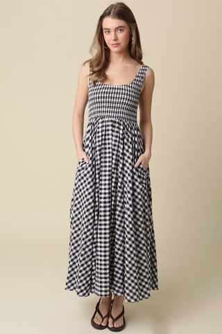 Maren Gingham Smocked Maxi Dress