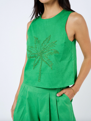 Berit Beaded Palm Sleeveless Top
