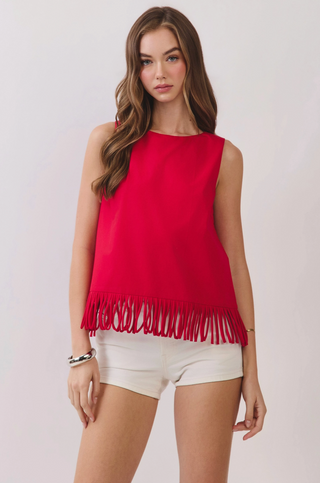 Fringe Hem Sleeveless Top
