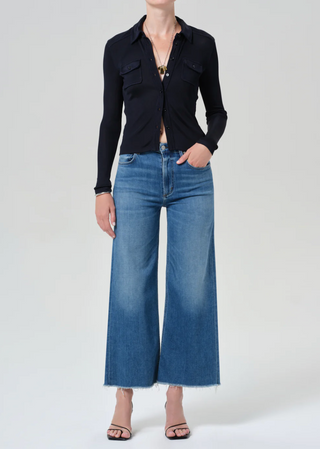 Lyra Wide Leg Crop Denim in Verve
