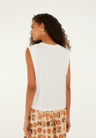Off-White Seashell Embroidery Padded Shoulders T-Shirt